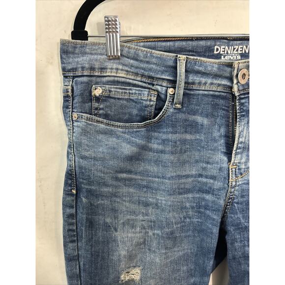 Levis Women's 13 Blue Denizen Ankle Skinny Stretch Low Rise Med Wash Grunge‎ - Picture 2 of 13